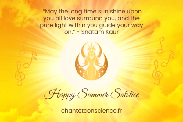 le soleil qui brille avec une femme lunaire au milieu qui fête le solstice été et la fête de la musique
